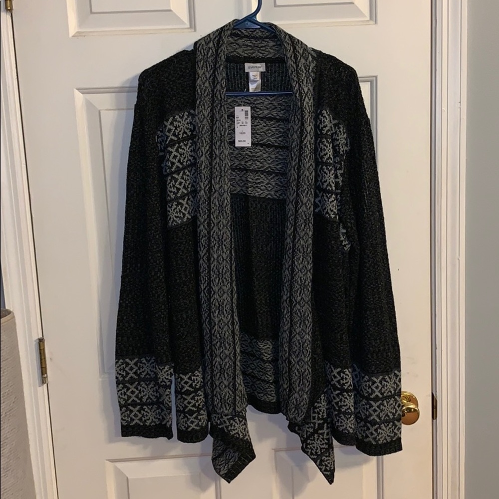 Avenue Black and Grey patterned Cardigan.